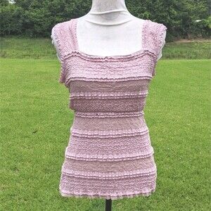 Max Studio Dusty Rose Lace Sleeveless Blouse Sz L